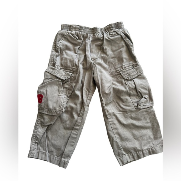 IKKS Khaki Cargo Pants Boys Embroidered Utility Pockets Size 18M - Picture 1 of 7